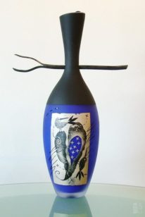 Blue Tall Twig Glass Vessel by Naoko Takenouchi at The Avenue Gallery, a contemporary fine art gallery in Victoria, BC, Canada.