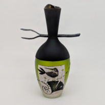 Small Green Glass Twig Vessel by Naoko Takenouchi at The Avenue Gallery, a contemporary fine art gallery in Victoria, BC, Canada.