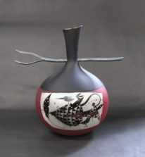 Red Twig Vase Archaeologist 38 by Naoko Takenouchi at The Avenue Gallery, a contemporary fine art gallery in Victoria, BC, Canada.