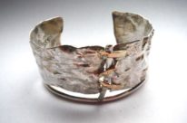 Reticulated Cuff Bracelet with fused 14kt Gold by Andrea Russell