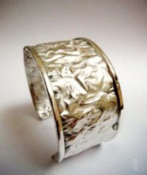 Sterling Silver Mid Cuff Bracelet Square Wire Trim by Andrea Russell at The Avenue Gallery, a contemporary fine art gallery in Victoria, BC, Canada.