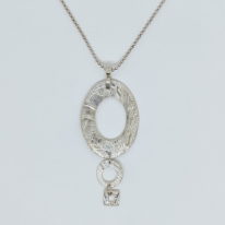 Fine Silver Textured Large Oval, Circle & Square Pendant by Veronica Stewart at The Avenue Gallery, a contemporary fine art gallery in Victoria, BC, Canada.