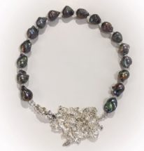 'Midnight in Paris' Pearl Necklace with Reticulated Silver Clasp by Barbara Adams at The Avenue Gallery, a contemporary fine art gallery in Victoria, BC, Canada.