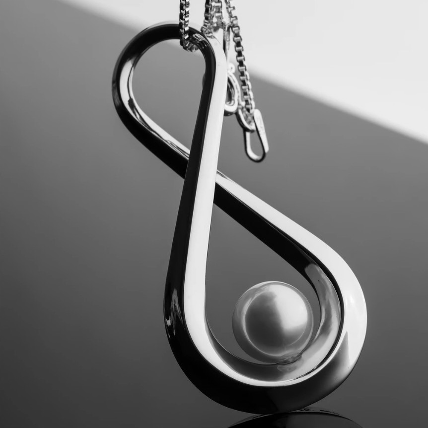 Sterling Silver Infinity Series Pendant with Pearl by HK+NP Studio at The Avenue Gallery, a contemporary fine art gallery in Victoria, BC, Canada.