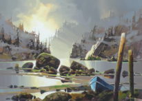 Coastal painting, West Winds by Bi Yuan Cheng at The Avenue Gallery, a contemporary fine art gallery in Victoria, BC, Canada.