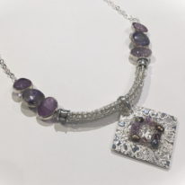 Viking Knit Necklace with Amethyst, Lepidolite & Pearls by Veronica Stewart at The Avenue Gallery, a contemporary fine art gallery in Victoria, BC, Canada.