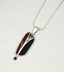 Jasper, Black Jade and Carnelian Pendant by Brenda Roy at The Avenue Gallery, a contemporary fine art gallery in Victoria, BC, Canada.