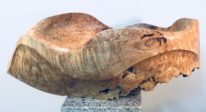 Maple burl sculpture, Derelict by Bruce Edmundson at The Avenue Gallery, a contemporary fine art gallery in Victoria, BC, Canada.