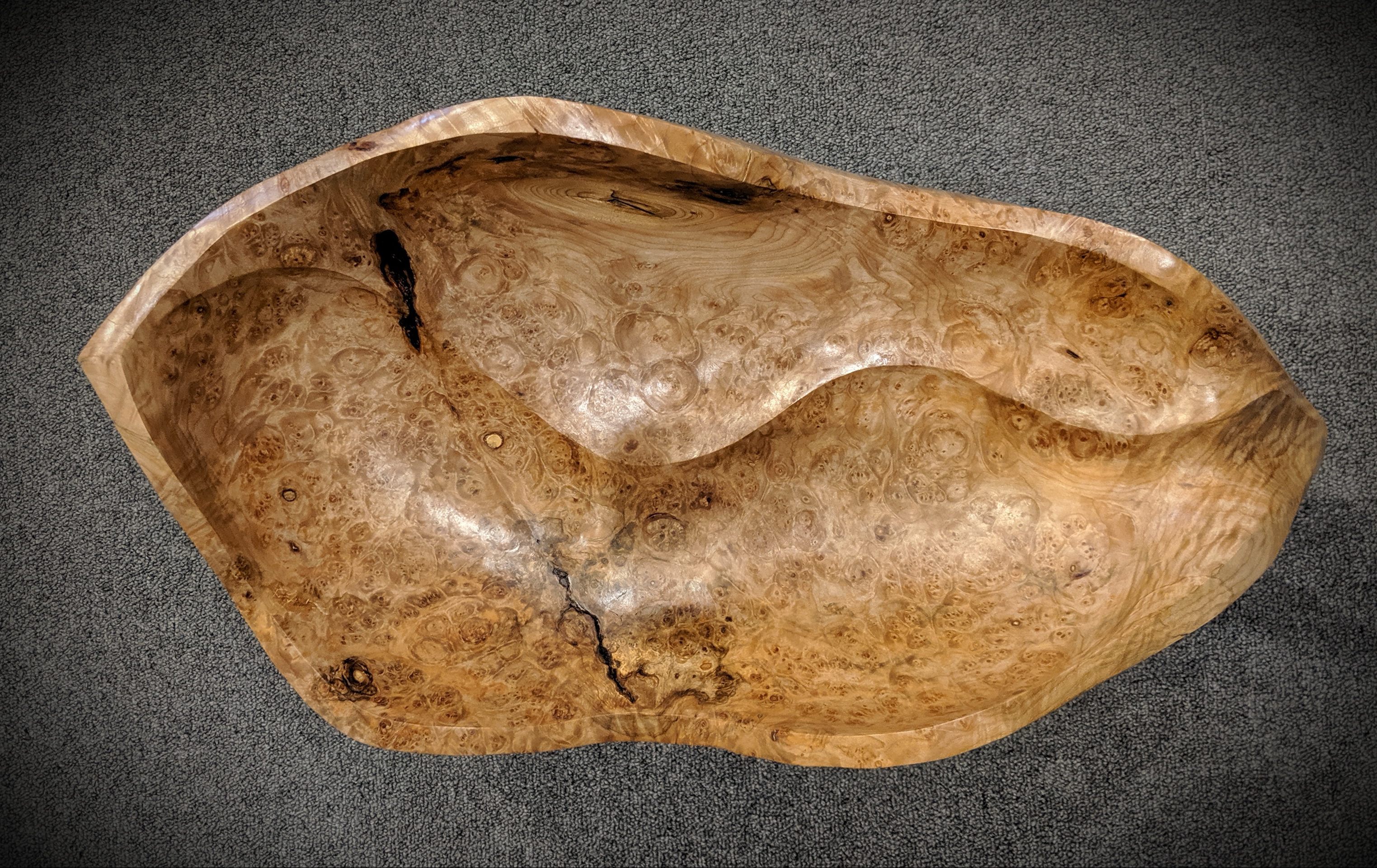 Maple burl sculpture, Derelict by Bruce Edmundson at The Avenue Gallery, a contemporary fine art gallery in Victoria, BC, Canada.