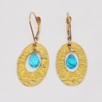 22k Gold Earrings with Apatite by Veronica Stewart at The Avenue Gallery, a contemporary art gallery in Victoria BC, Canada.