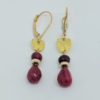 22k Gold Earrings with ruby by Veronica Stewart at The Avenue Gallery, a contemporary art gallery in Victoria BC, Canada
