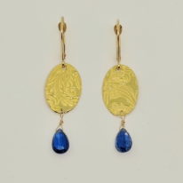 Gold Earrings with Iolite by Veronica Stewart at The Avenue Gallery, a contemporary art gallery in Victoria BC, Canada