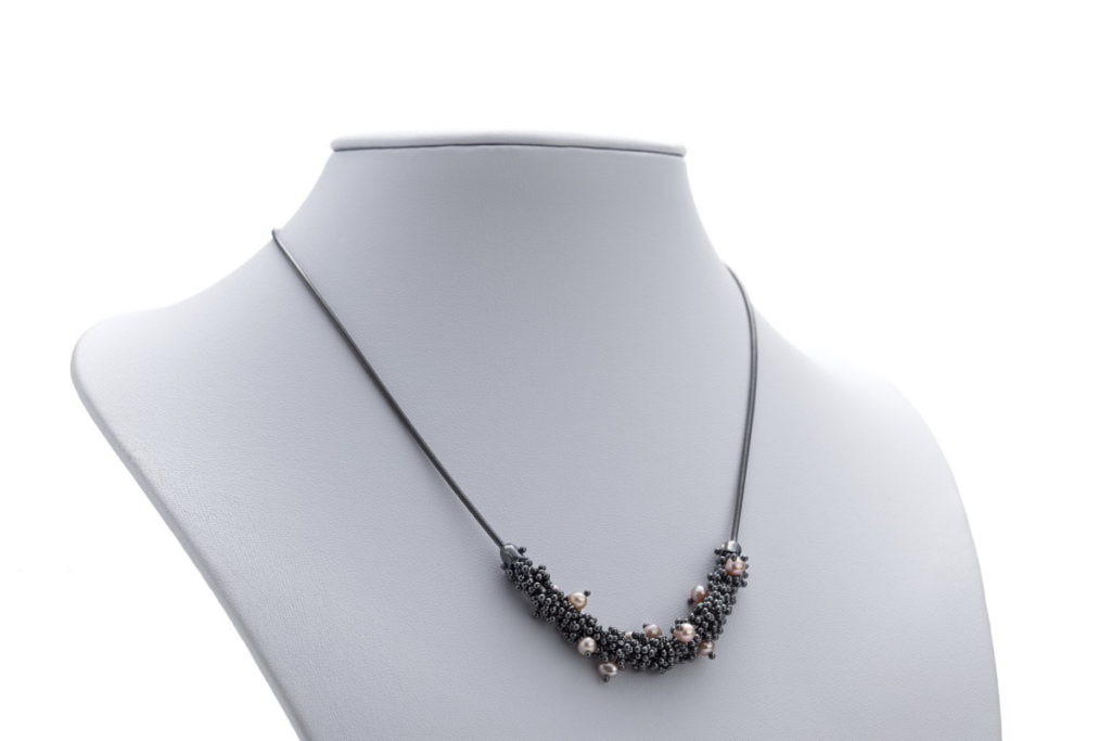 3 inch ShikShok Necklace with Pearls by MichaudMichaud Design at The Avenue Gallery, a contemporary fine art gallery in Victoria, BC, Canada.