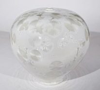 Pearl Crystalline Bulb Vase #254 by Bill Boyd at The Avenue Gallery, a contemporary fine art gallery in Pearl Crystalline Bulb Vase by Bill Boyd in Victoria, BC, Canada