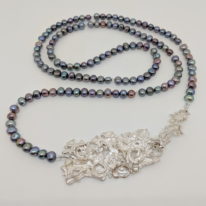 Long Grey Pearl Necklace by Barbara Adams, at The Avenue Gallery, a contemporary fine art gallery in Victoria, BC, Canada