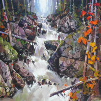 Water Fall in Forest by Bi Yuan Cheng at The Avenue Gallery, a contemporary fine art gallery in Victoria, BC, Canada.