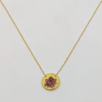 22kt. Gold Pendant on 14kt. Gold Fine Chain with Pink Tourmaline by Veronica Stewart at The Avenue Gallery, a contemporary fine art gallery in Victoria, BC, Canada.
