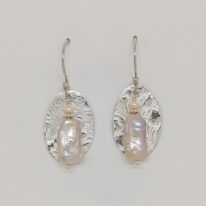 Large Textured Oval Earrings with Pearls by Veronica Stewart at The Avenue Gallery, a contemporary fine art gallery in Victoria, BC, Canada.