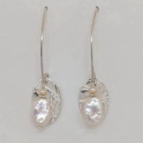 Medium Textured Oval Earrings with Pearls by Veronica Stewart at The Avenue Gallery, a contemporary fine art gallery in Victoria, BC, Canada.
