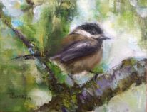 Chickadee's Chair by Tanya Bone at The Avenue Gallery, a contemporary fine art gallery in Victoria, BC, Canada.