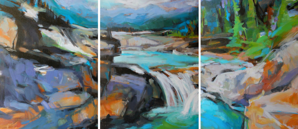 Elbow Falls Panorama by Becky Holuk at The Avenue Gallery, a contemporary fine art gallery in Victoria,BC, Canada.