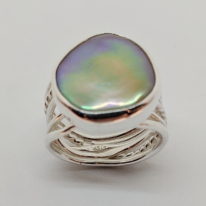 Twig Band Ring with Tahitian Mabe Pearl by A & R Jewellery at The Avenue Gallery, a contemporary fine art gallery in Victoria, BC, Canada.