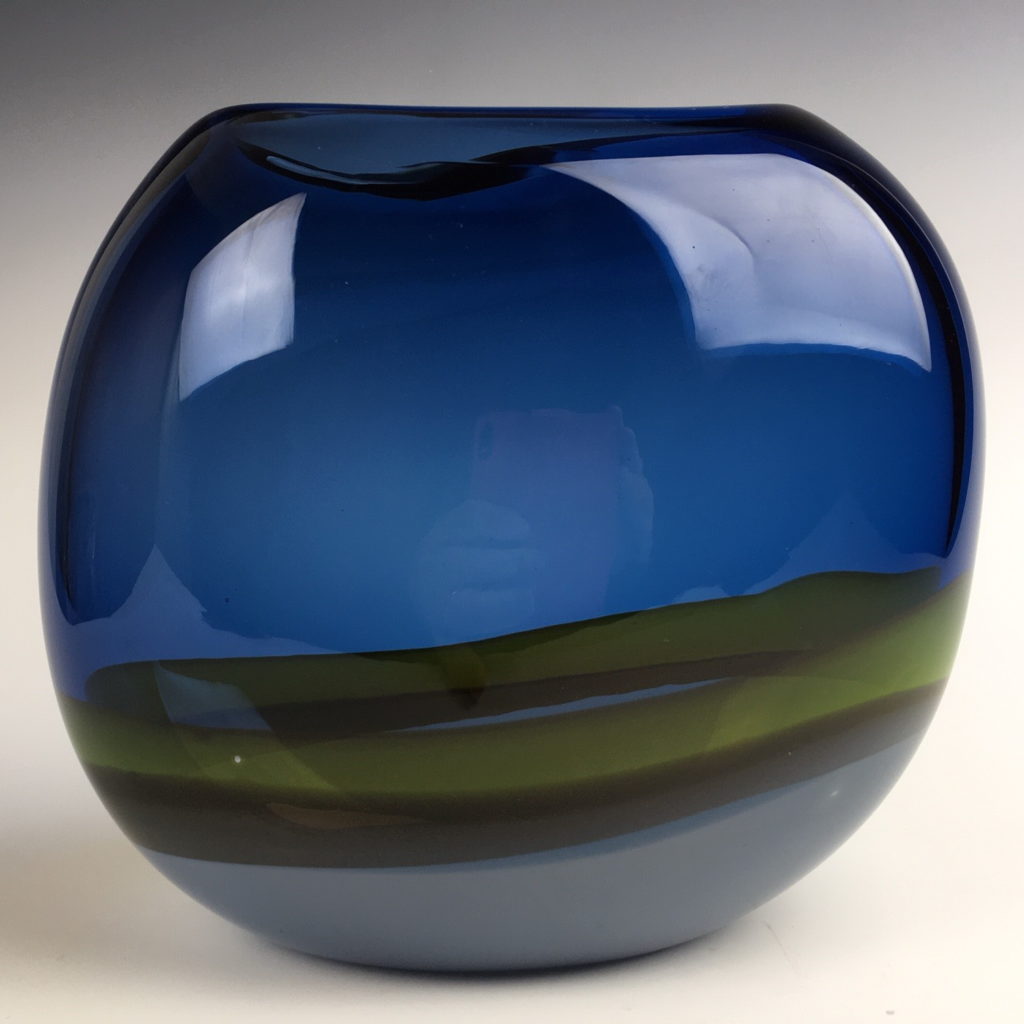 Abstract Landscape Vase (Steel Blue/Grey) by Lisa Samphire at The Avenue Gallery, a contemporary fine art gallery in Victoria, BC, Canada.