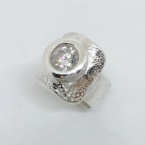 Textured Ring with Cubic Zirconia by Veronica Stewart at The Avenue Gallery, a contemporary fine art gallery in Victoria, BC, Canada.