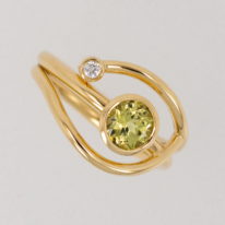 18kt. Yellow & White Gold Ring with Mali Garnet & Diamond by Bayot Heer at The Avenue Gallery, a contemporary fine art gallery in Victoria, BC, Canada.