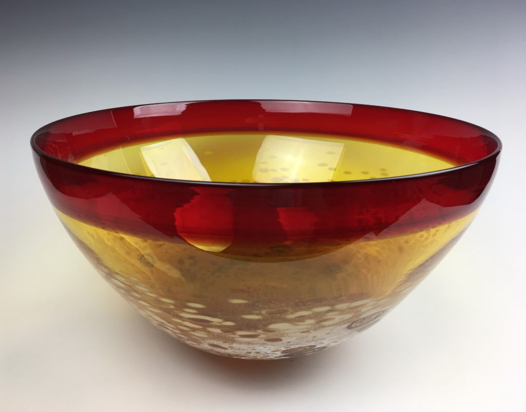 Two-Tone Bowl (Amber/Red) by Lisa Samphire at The Avenue Gallery, a contemporary fine art gallery in Victoria, BC, Canada.
