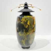 Tall Vase with Double Top & Gold by Geoff Searle at The Avenue Gallery, a contemporary fine art gallery in Victoria, BC, Canada.