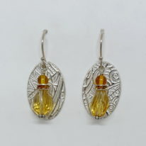 Fine Silver Textured Earrings with Citrine & Amber (Small) by Veronica Stewart at The Avenue Gallery, a contemporary fine art gallery in Victoria, BC, Canada.