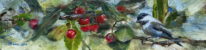 Chickadee and Cherries by Tanya Bone at The Avenue Gallery, a contemporary fine art gallery in Victoria, BC, Canada.