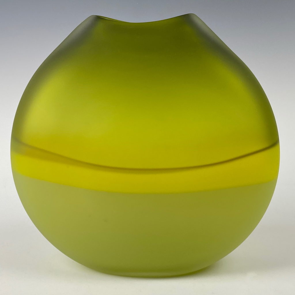 Frosted Abstract Landscape Vase (Lime) by Lisa Samphire at The Avenue Gallery, a contemporary fine art gallery in Victoria, BC, Canada.