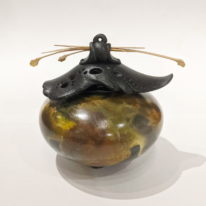 Squat Oval Vase with Top by Geoff Searle at The Avenue Gallery, a contemporary fine art gallery in Victoria, BC, Canada.