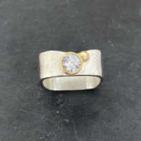 Large Square Stacker Blossom Ring with Cubic Zirconia by Chi's Creations at The Avenue Gallery, a contemporary fine art gallery in Victoria, BC, Canada.