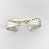 Blossom Wave Square Cuff Bracelet with Diamond by Chi's Creations at The Avenue Gallery, a contemporary fine art gallery in Victoria, BC, Canada.