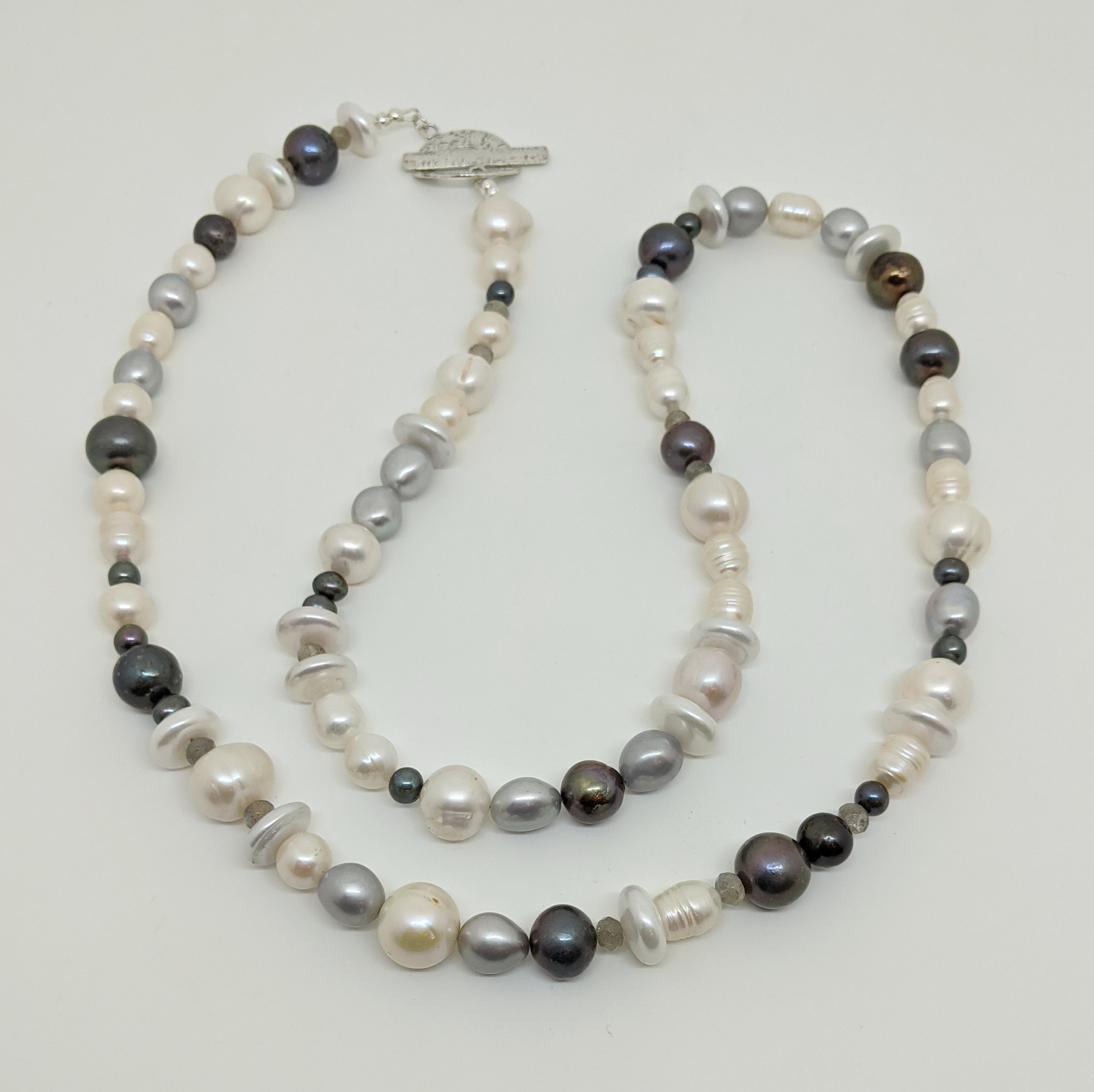 Mixed Freshwater Pearl Necklace with Labradorite Beads by Val