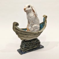 Boat Traveller (Hare) by Carolyn Houg at The Avenue Gallery, a contemporary fine art gallery in Victoria, BC, Canada.
