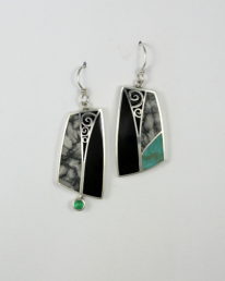 Pinolith, Black Jade, Chrysocolla, and Chrysoprase Earrings by Brenda Roy at The Avenue Gallery, a contemporary fine art gallery in Victoria, BC, Canada