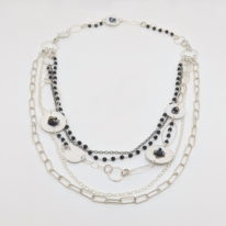 Multistrand Necklace with Black Swarovski Crystals, Onyx & Pearls by Veronica Stewart at The Avenue Gallery, a contemporary fine art gallery in Victoria, BC, Canada.