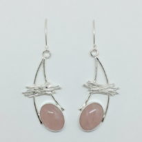 Twigs Dangle Earrings with Rose Quartz by A & R Jewellery at The Avenue Gallery, a contemporary fine art gallery in Victoria, BC, Canada.