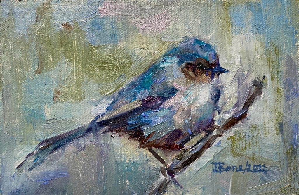 Bushtit Study 2 by Tanya Bone at The Avenue Gallery, a contemporary fine art gallery in Victoria, BC, Canada.