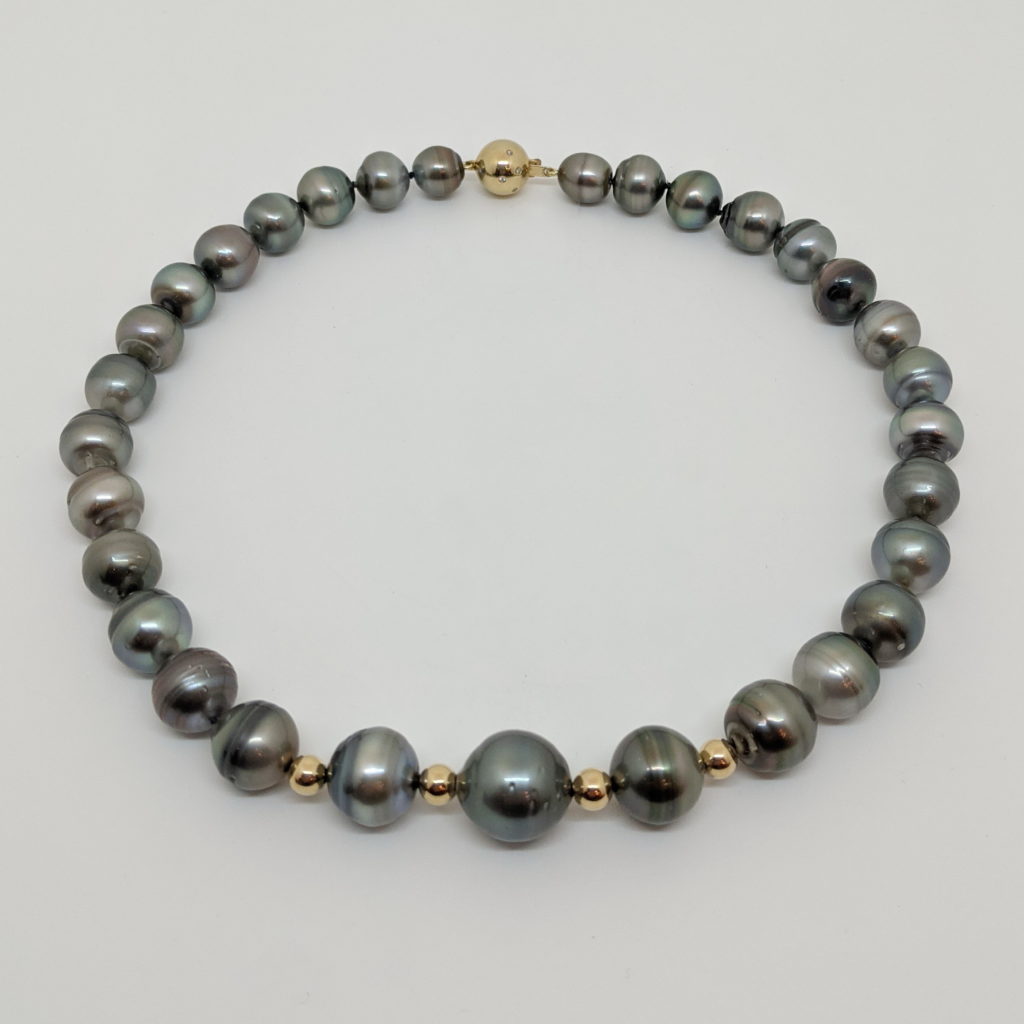 Large Tahitian Pearl Necklace with 14kt Gold by Val Nunns at The Avenue Gallery, a contemporary fine art gallery in Victoria, BC, Canada.