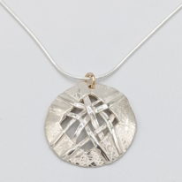 Woven Basket Small Round Disc Necklace by Chi's Creations at The Avenue Gallery, a contemporary fine art gallery in Victoria, BC, Canada.