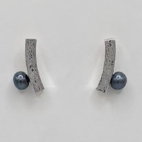 Balanced Scribbled Tube Earrings with Black Pearls by Chi's Creations at The Avenue Gallery, a contemporary fine art gallery in Victoria, BC, Canada.