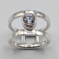 Hammered Double Band Ring with Cubic Zirconia by A & R Jewellery at The Avenue Gallery, a contemporary fine art gallery in Victoria, BC, Canada.