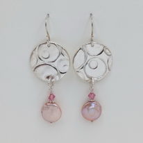 Large Round Textured Earrings with Pink Coin Pearls by Veronica Stewart at The Avenue Gallery, a contemporary fine art gallery in Victoria, BC, Canada.