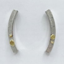 Scribbled Square Tube Gold Double Dot Earrings by Chi’s Creations at The Avenue Gallery, a contemporary fine art gallery in Victoria, BC, Canada.