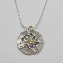 Woven Disc Necklace with Diamonds by Chi's Creations at The Avenue Gallery, a contemporary fine art gallery in Victoria, BC, Canada.